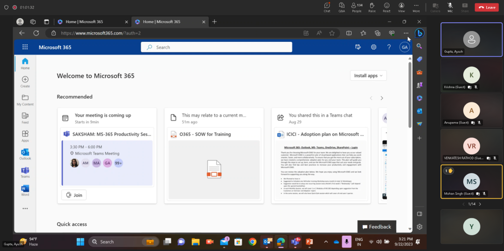Online Training on Microsoft 365 by Microsoft Trainers on (September 22, 2023)