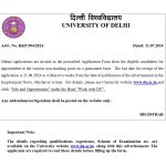 Advt. No. R&P/304/2024 dated 31.07.2024 for the post of Sr. System Programmer, System Programmer and Technical Officer University of Delhi